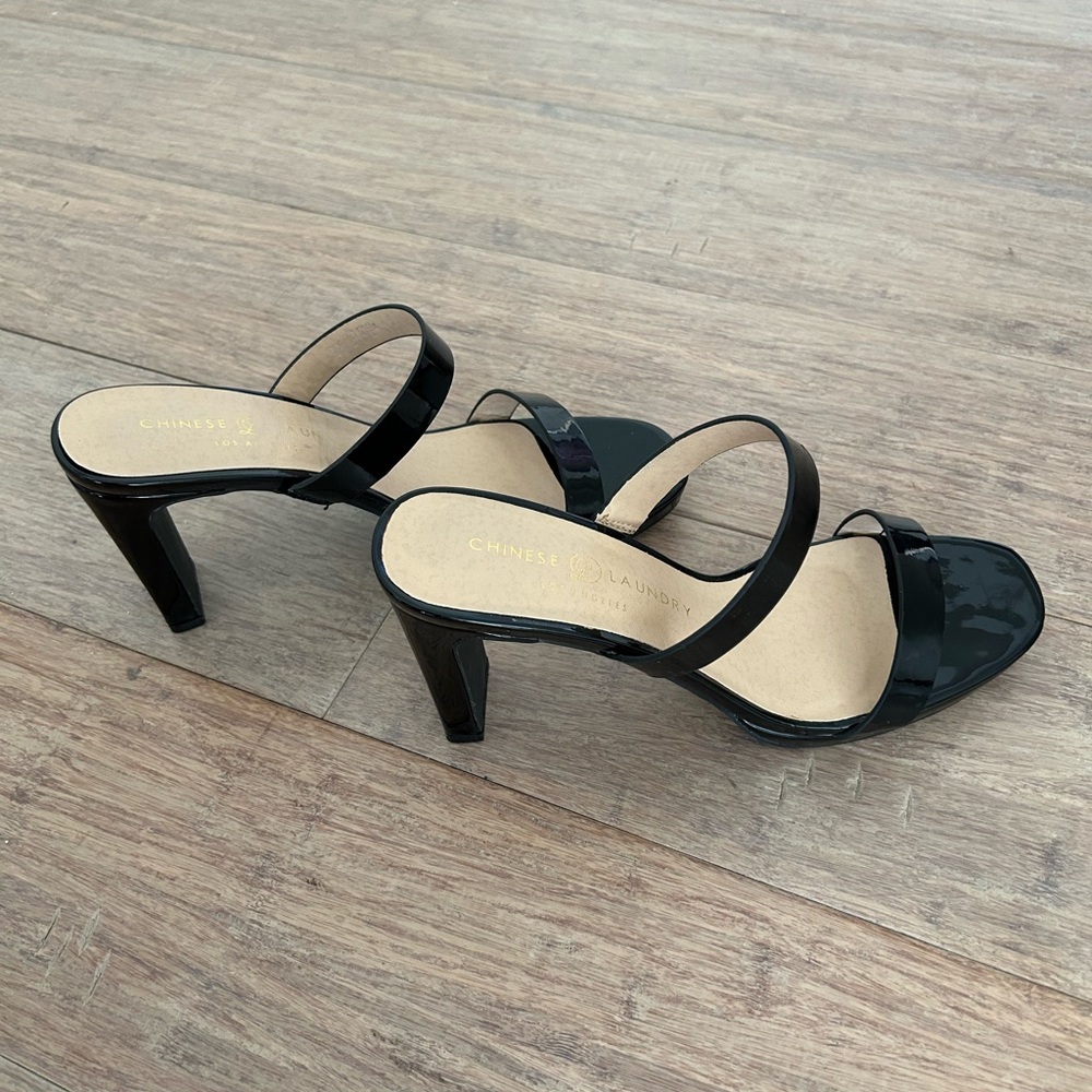 Chinese Laundry Patent Black Sandals